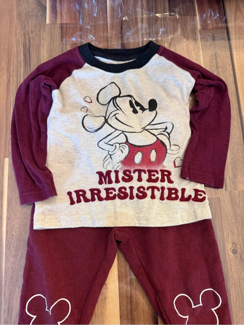 Disney Burgundy & Cream Mickey “Mister Irresistible” Pajama Set